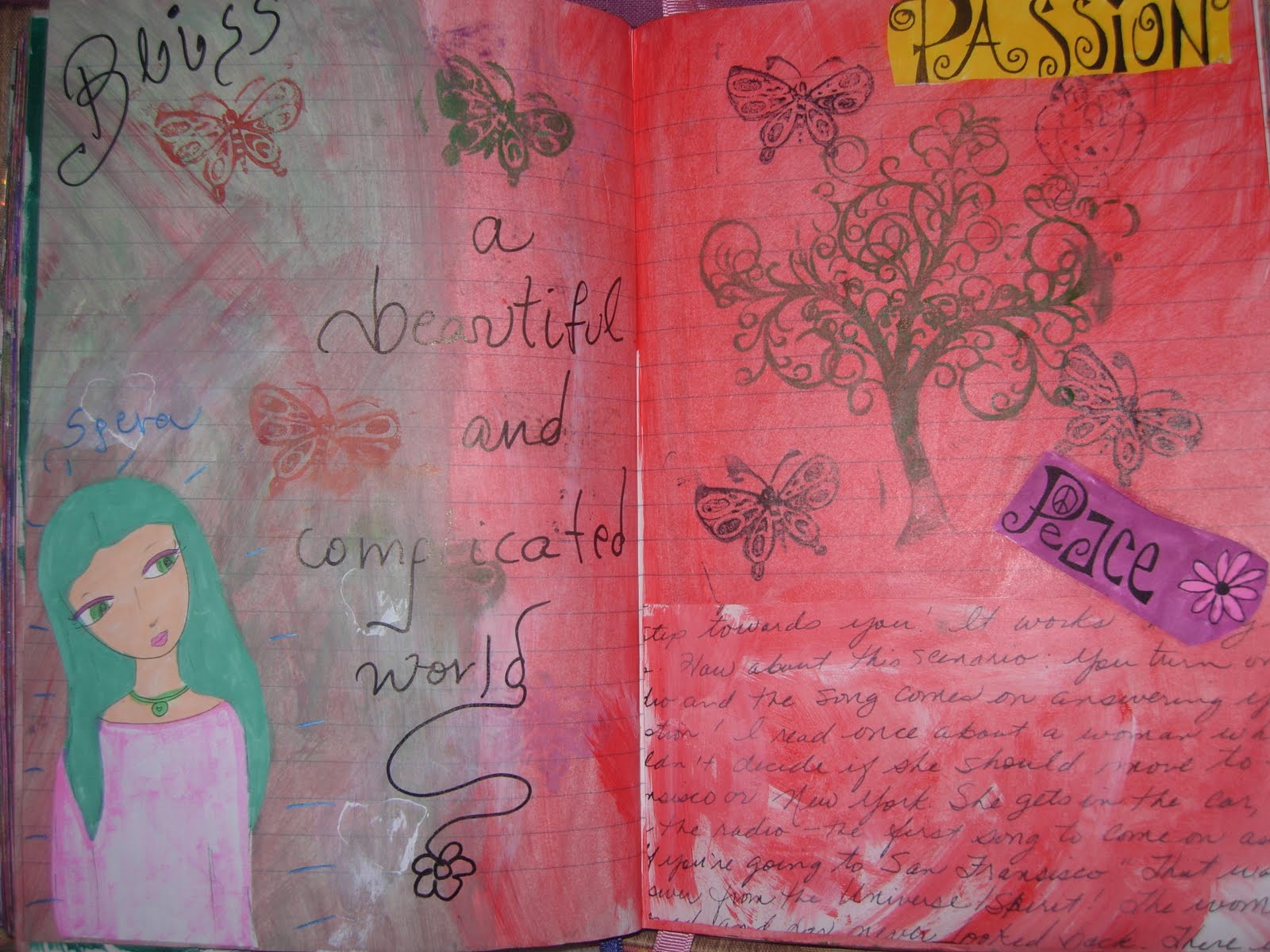 A PINK DREAMER a mixed media paintingart journal pagesmoleskine