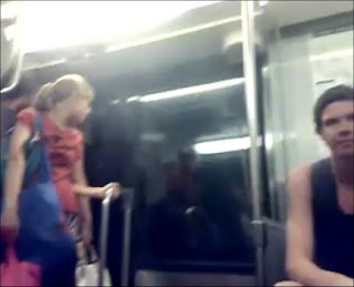 performing males: Naked on the train
