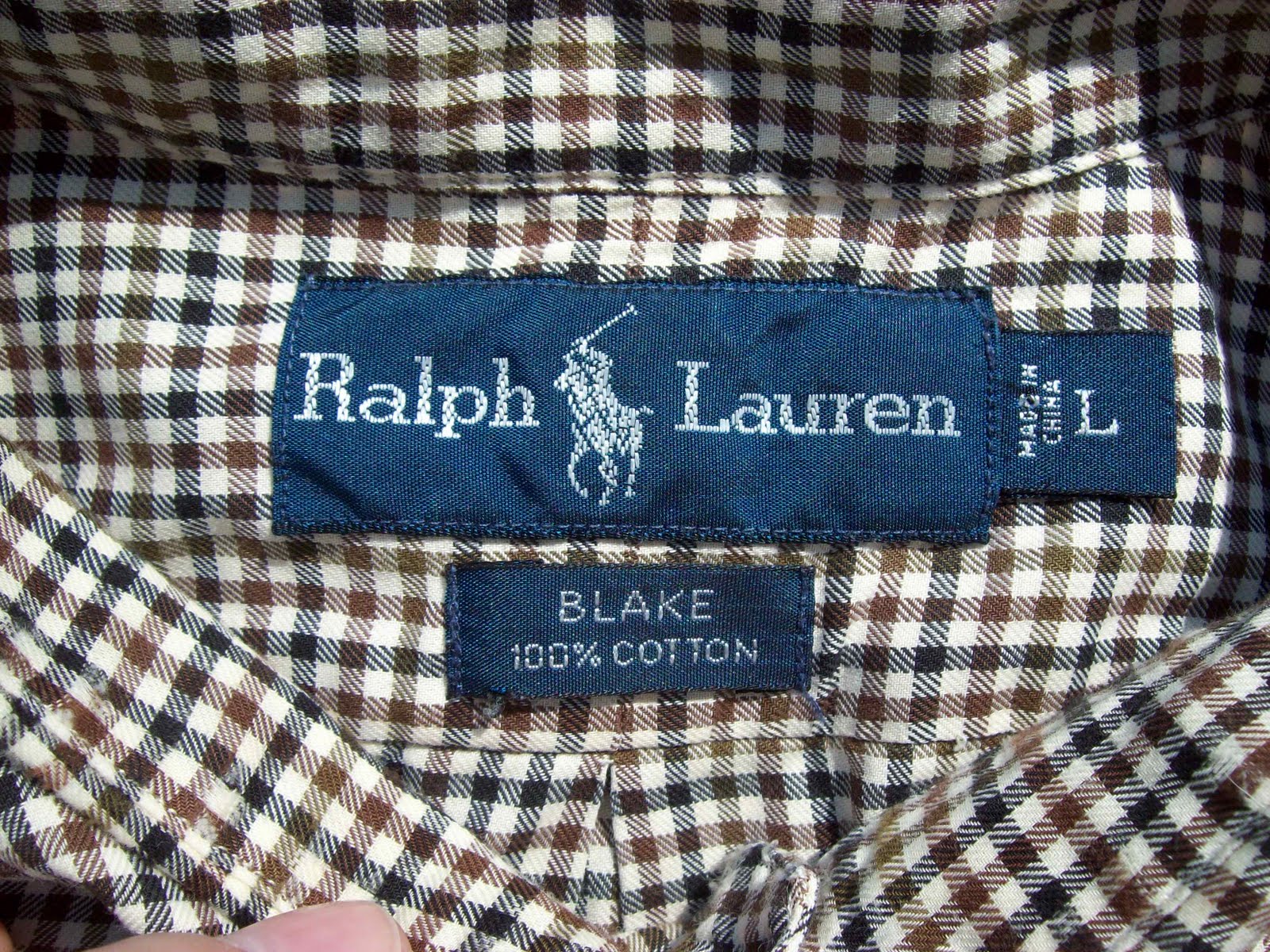 VintageMens: Ralph Lauren Blake Shirt, Brown Checked (L)