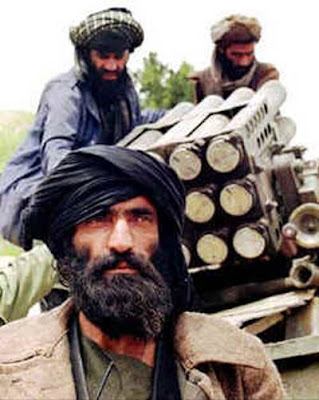 Afghan Taliban with multiple-roclet launcher