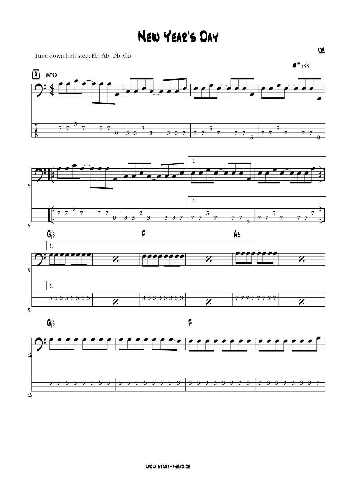 New Years Day Chords - Sheet and Chords Collection