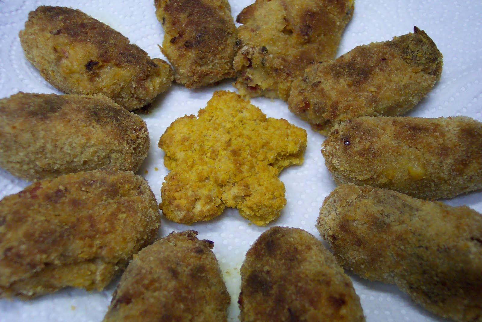 A mí me gusta comer Croquetas de pollo y jamón al horno