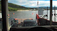 Looking Out of the RV While it is on the Ferry Crossing the Yukon in Dawson City, Alaska