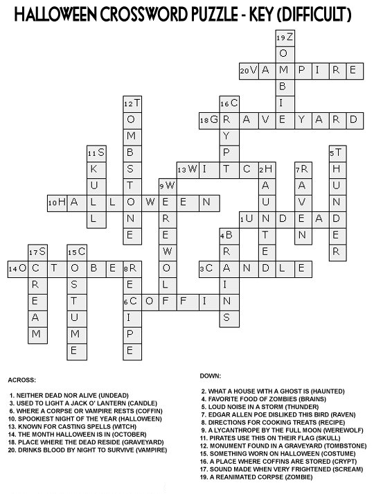 Printable halloween coloring pages: Printable Halloween Crossword Puzzles