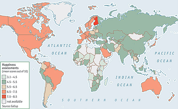 world map of happiness small