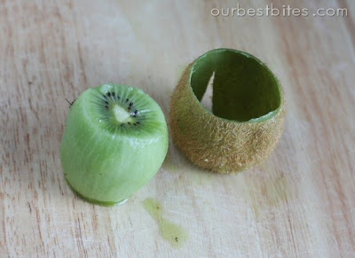Kiwi fruit with peel removed
