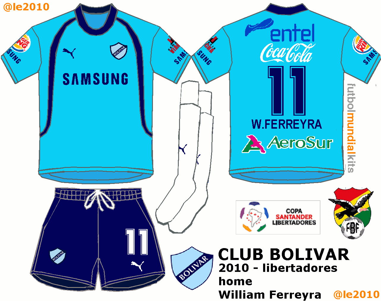 Fútbol Mundial Kits Uruguay Club Bolivar 2010 Libertadores