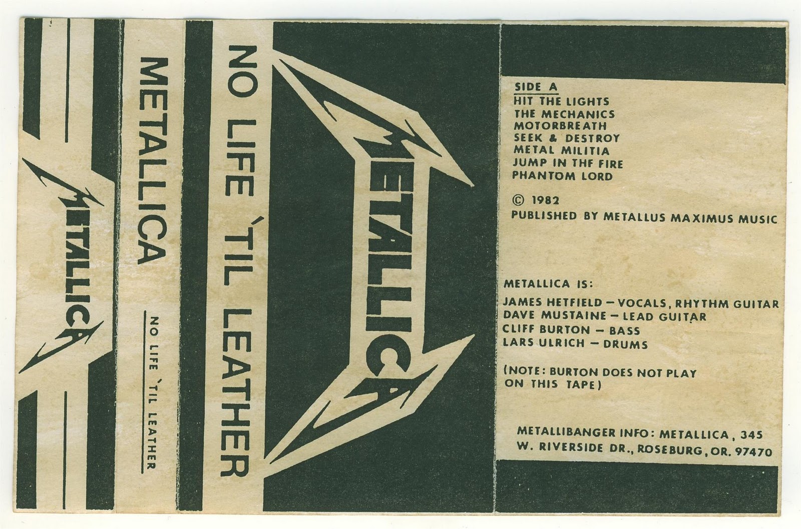 D & P's Bootleg Tunz World: Metallica - No Life Til Leather [Demos] 1982