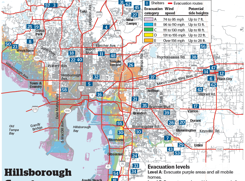 Tampa Bay Area Map Evacuation Zone Florida Evacuation Zones Yahoo