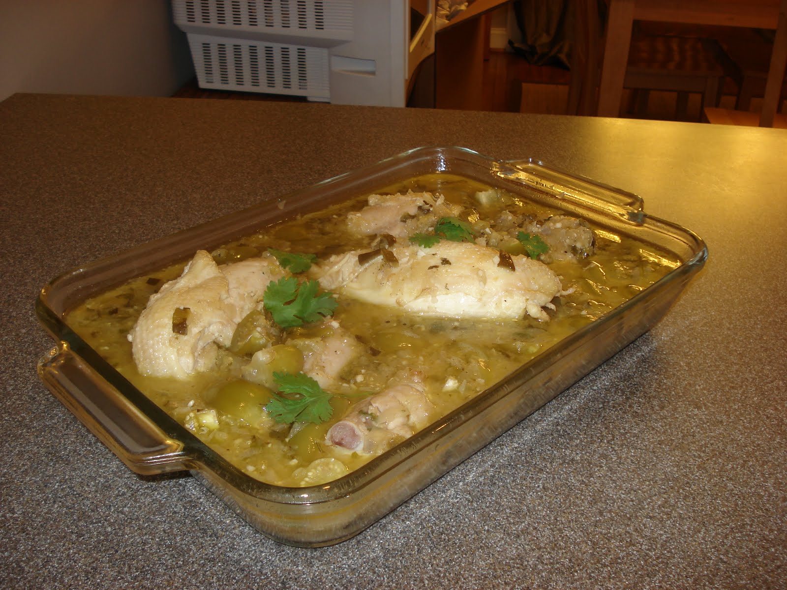 My Happy Place Braised Chicken with Tomatillos & Rosemary Spoon Bread