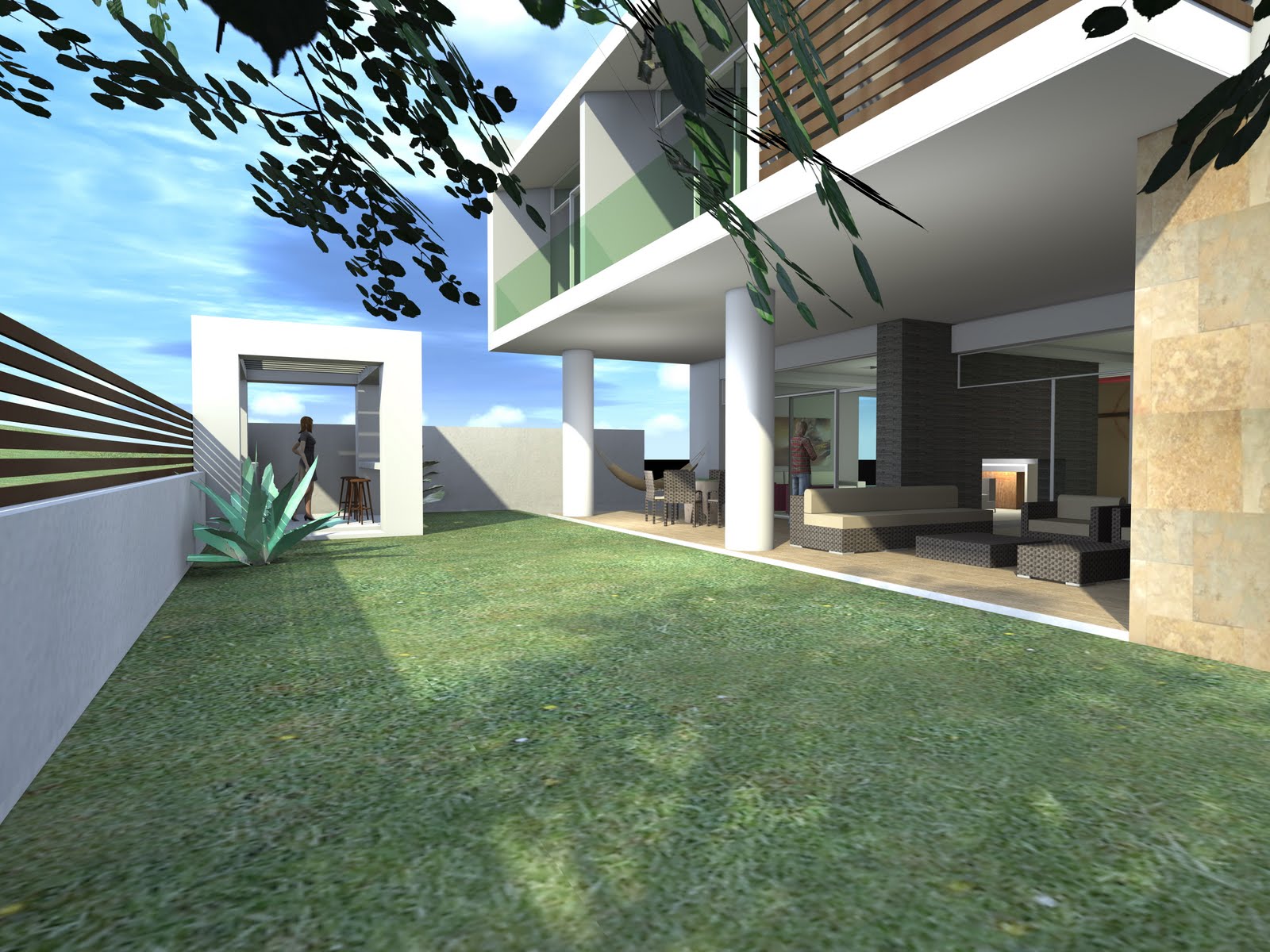 MIRIAM QUINTERO ARQUITECTURA LAGO NOGAL , RENDER TERRAZA