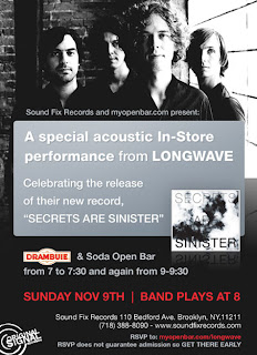 Longwave Plays an Acoustic Set Tomorrow (November 9th) at Sound Fix Records