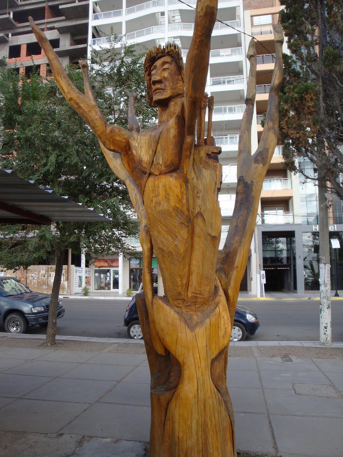 Viaje a Sudamérica: Puerto Madryn: árboles-esculturas en el paseo marítimo