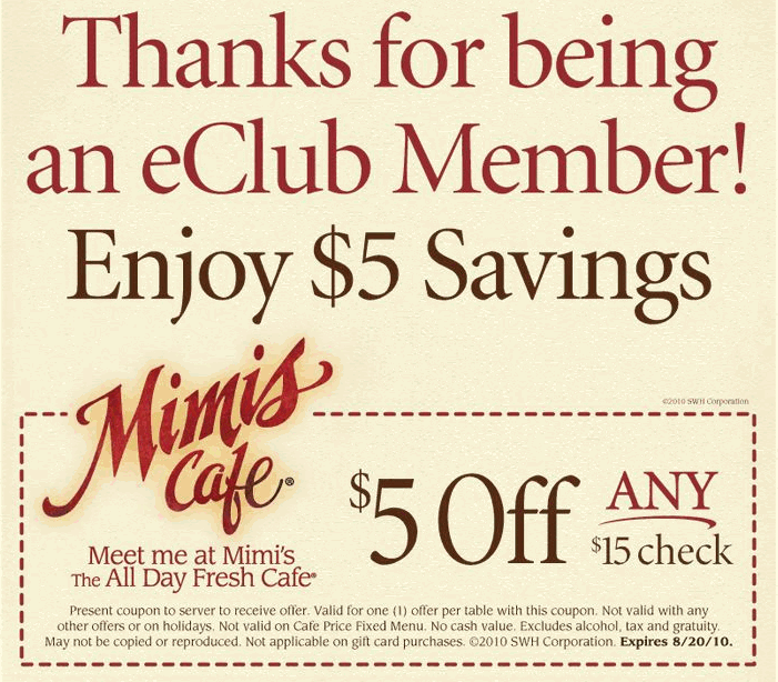 Mimi s Cafe Printable Coupon Printable Coupons