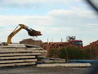 New pine logs being unloaded on Burnie Wharf -  - 8 Mar 2007