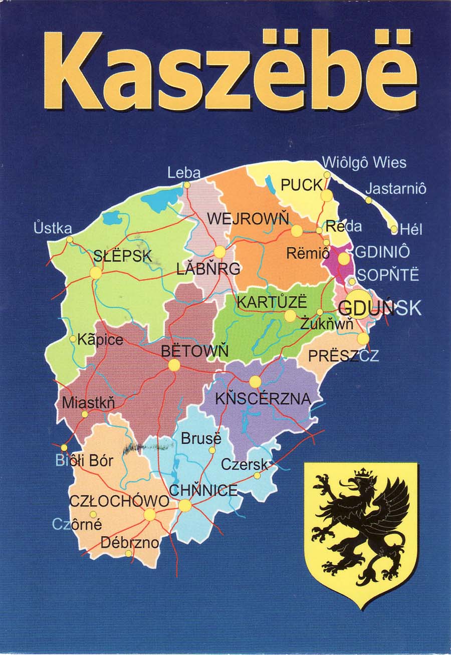 Chronicles of Emilia Map on Postcard Kaszebe (Poland)