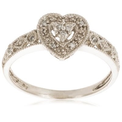 10k White Gold Diamond Heart Ring (.04 cttw, I-J Color, I2-I3 Clarity ...