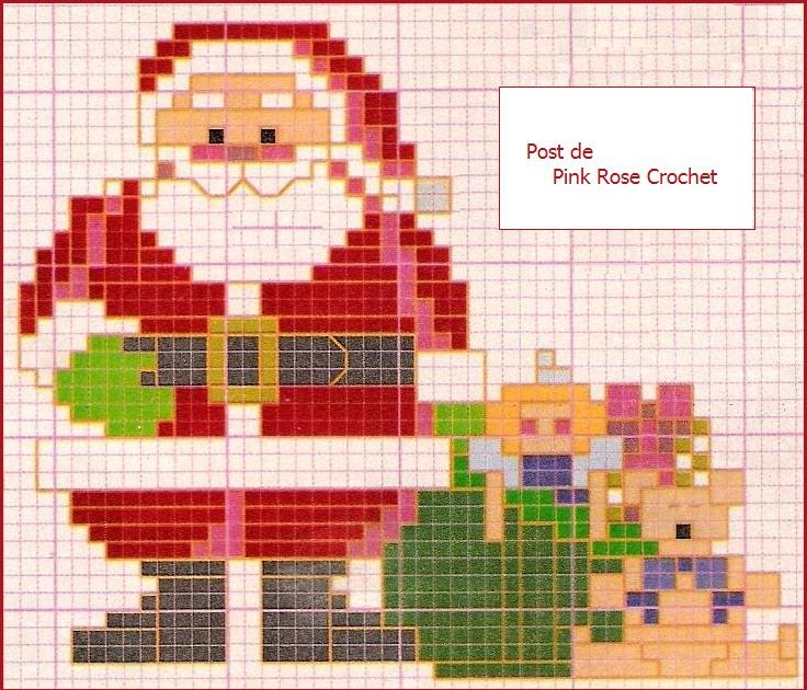 Pink Rose Crochet: Natal Papai Noel em Ponto Cruz