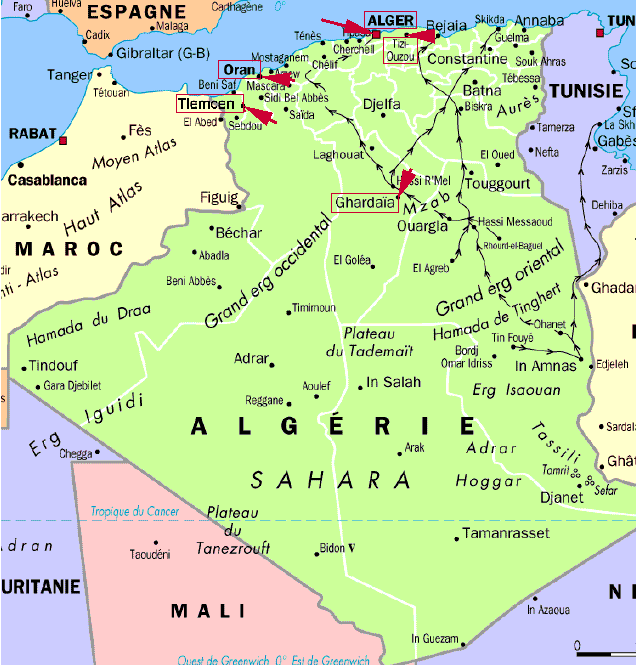 algerie carte des villes