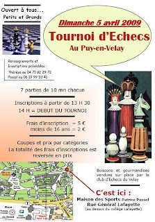 L'affiche du tournoi d'échecs spécial jeunes au Puy