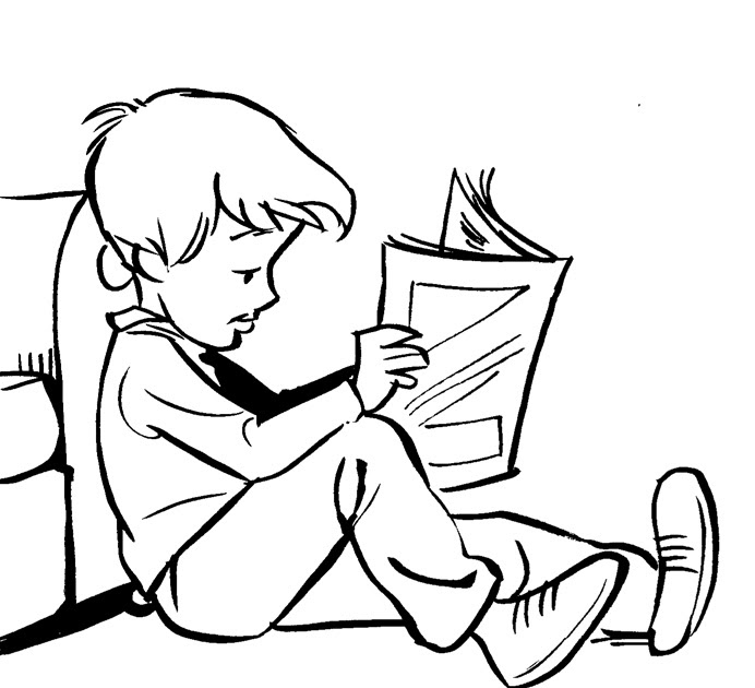 Рисунок мальчика с книгой в руках