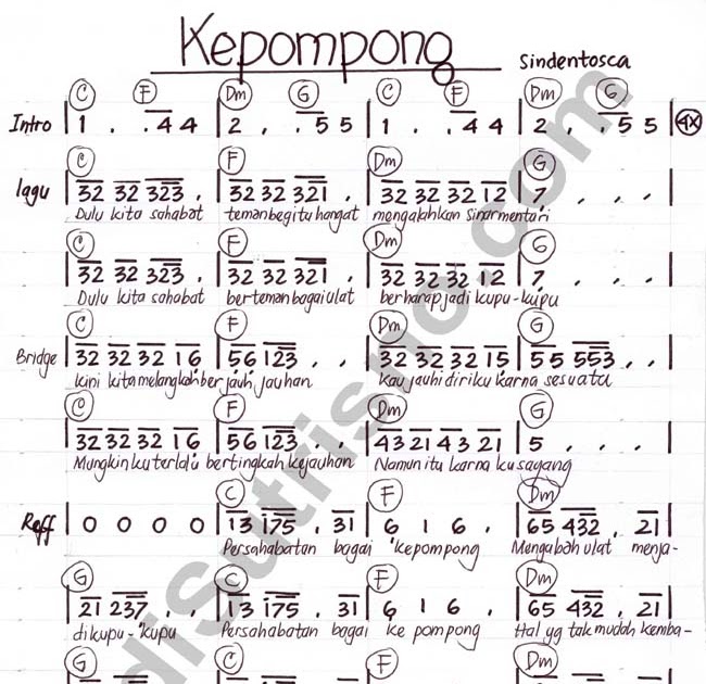 Not Lagu Kepompong Kumpulan Not Lagu