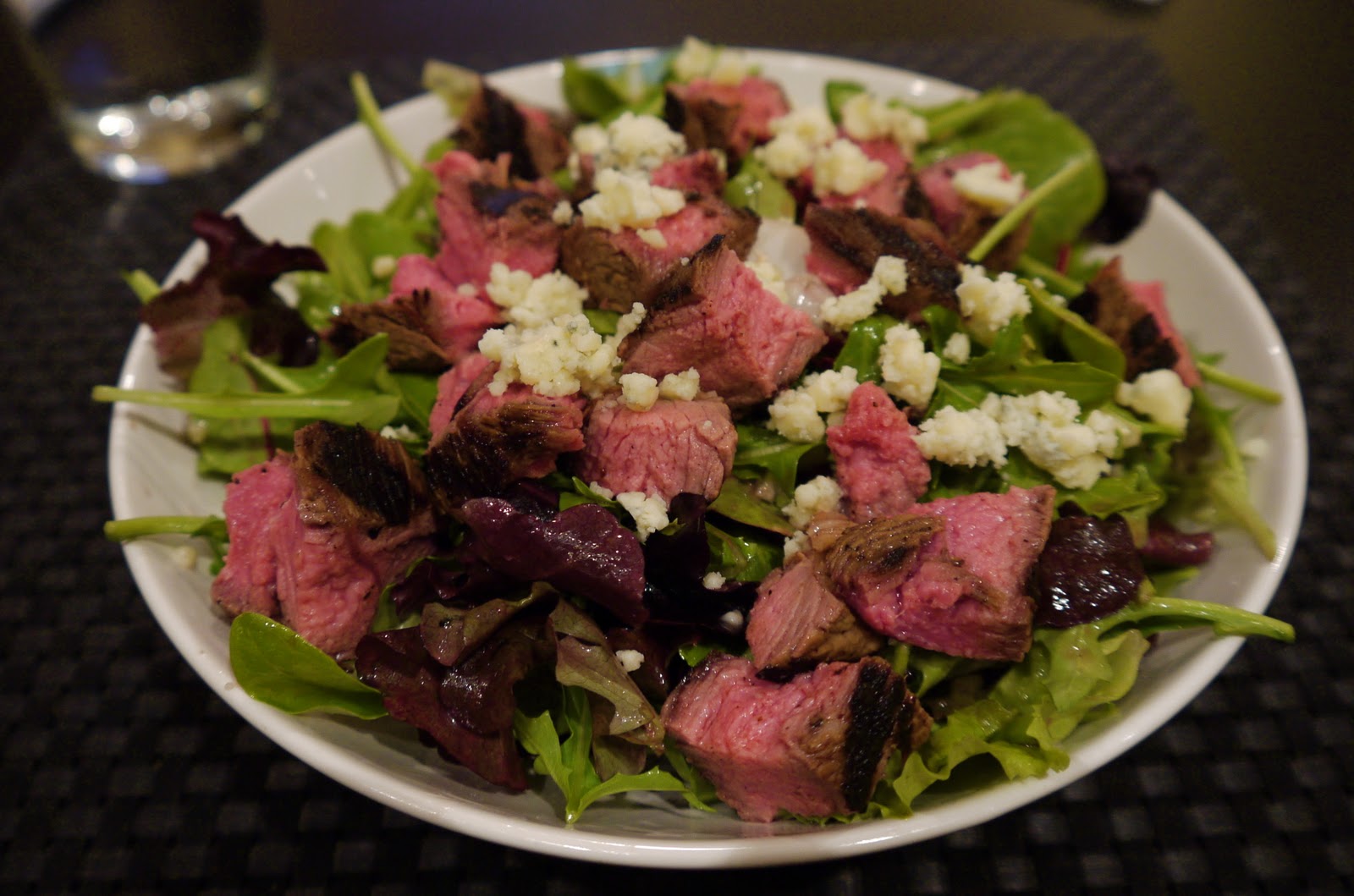 Cardamom Salad with Steak, Blue Cheese, Walnuts, Dried Cranberries