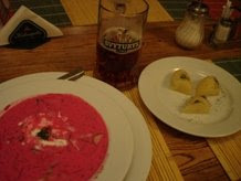 Typical Lithuanian beet soup