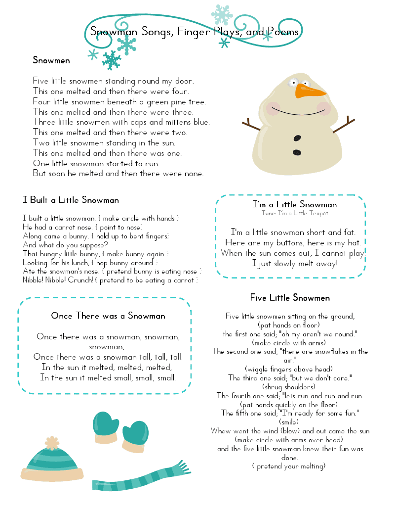 Download Mrs Home Ec: Snowman Preschool Lesson
