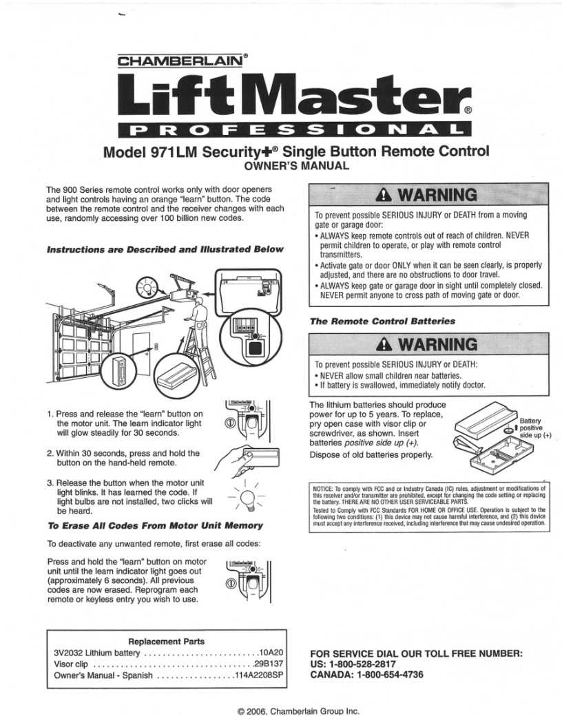 Liftmaster Remotes Instructions: 971LM Liftmaster Remote Programming