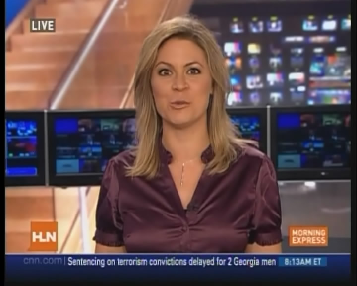 Ladies in Satin Blouses Jennifer Westhoven (HLN anchor) maroon satin