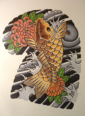 Andrea Furci Tattoos: Koi fish and chrysanthemums