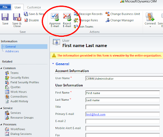 Need to approve email addresses in CRM 2011