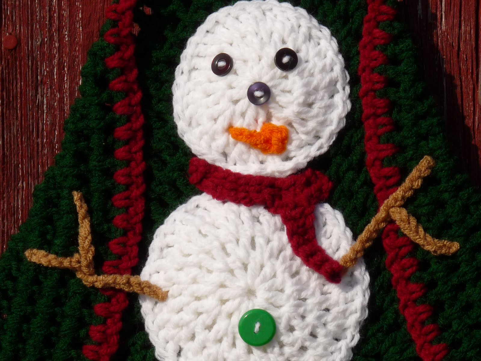 Nancy's Crochet Snowman wall hanging