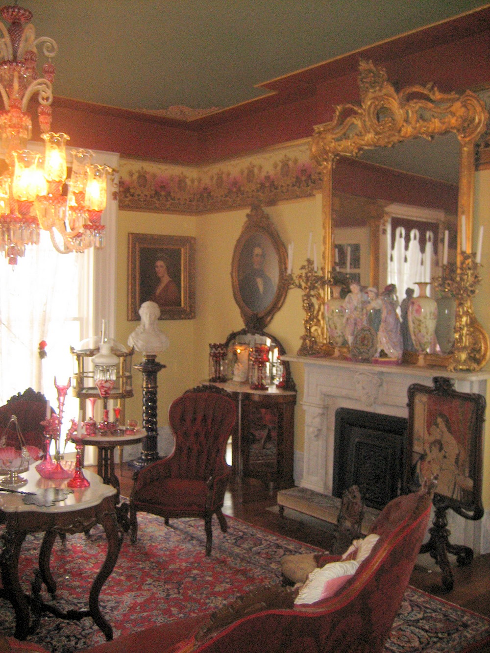 victorian interiors parlor decor ladies living furniture antique era elgin parlors rooms historic cottrell mirror ever interior parlour borders needlepoint