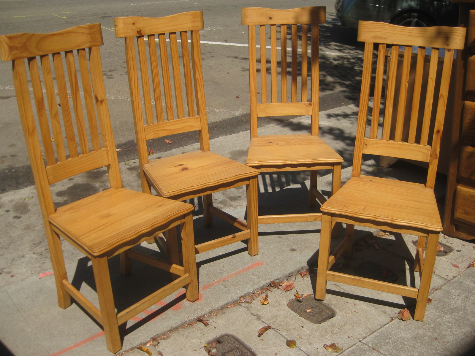 UHURU FURNITURE & COLLECTIBLES SOLD 4 Rustic Pine Chairs 125