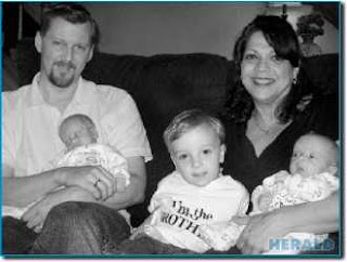 Image: David and Sarajean Grainson's family got a little larger when twin sons Matthew and David were born in May. Three-year-old Luke is now a big brother