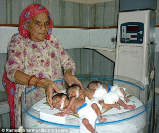 Image: 66-year-old gives birth to triplets in Haryana