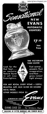 Vintage advertisement, Evans Victorian Table Lighter