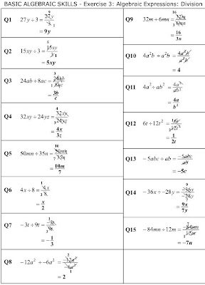 MathsOnline Answers: Algebraic Expressions: Division