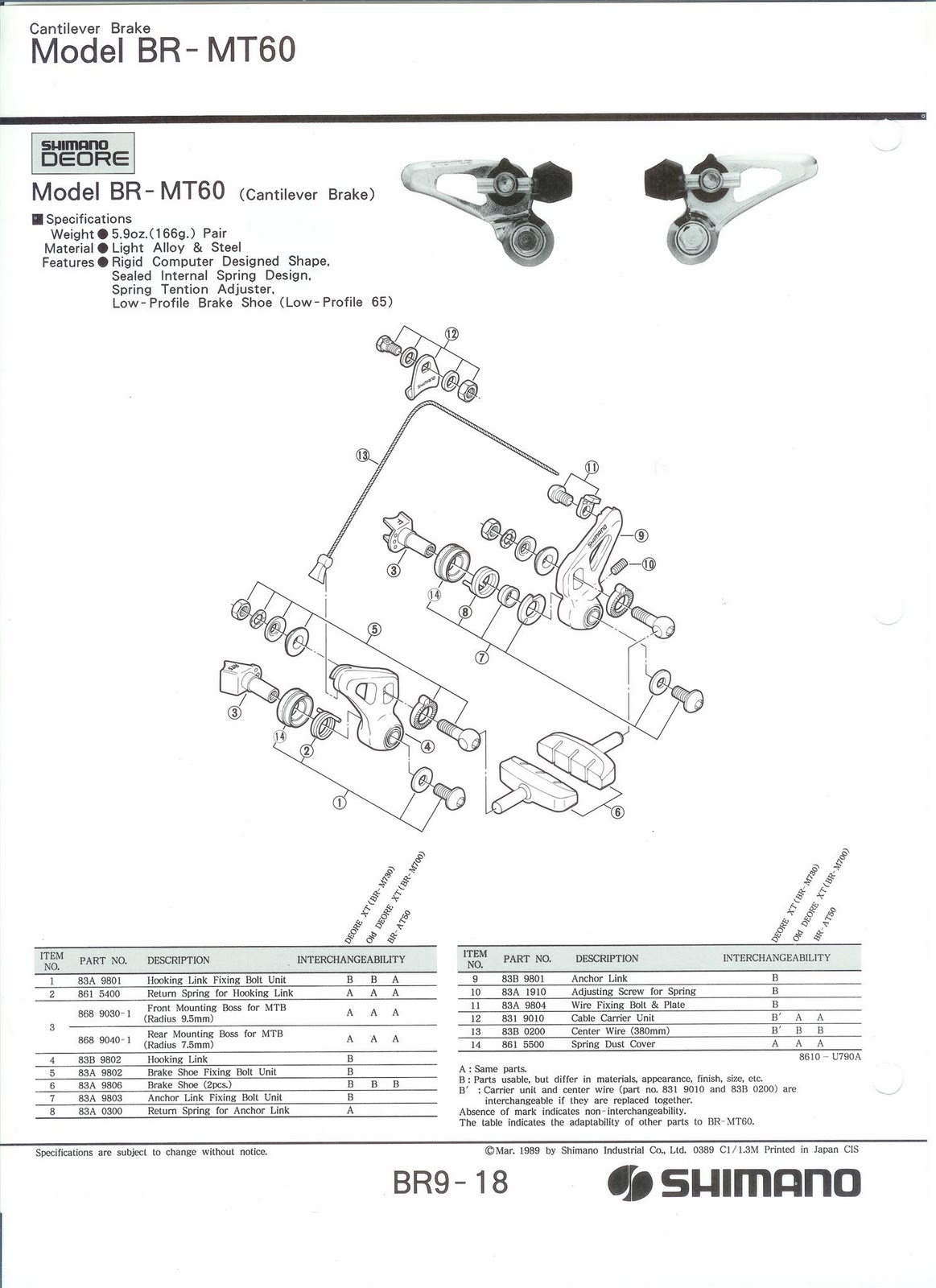 Shimano Brake Parts Diagram