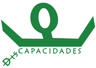 Representa una persona con las manos levantadas, simbolizando triunfo y la palabra DISCAPACIDADES (con el dis tachado) debajo de ella