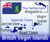The map and flag of the British Virgin Islands