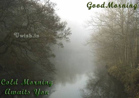 Good Morning E wishes and greeting cards with cool river. 