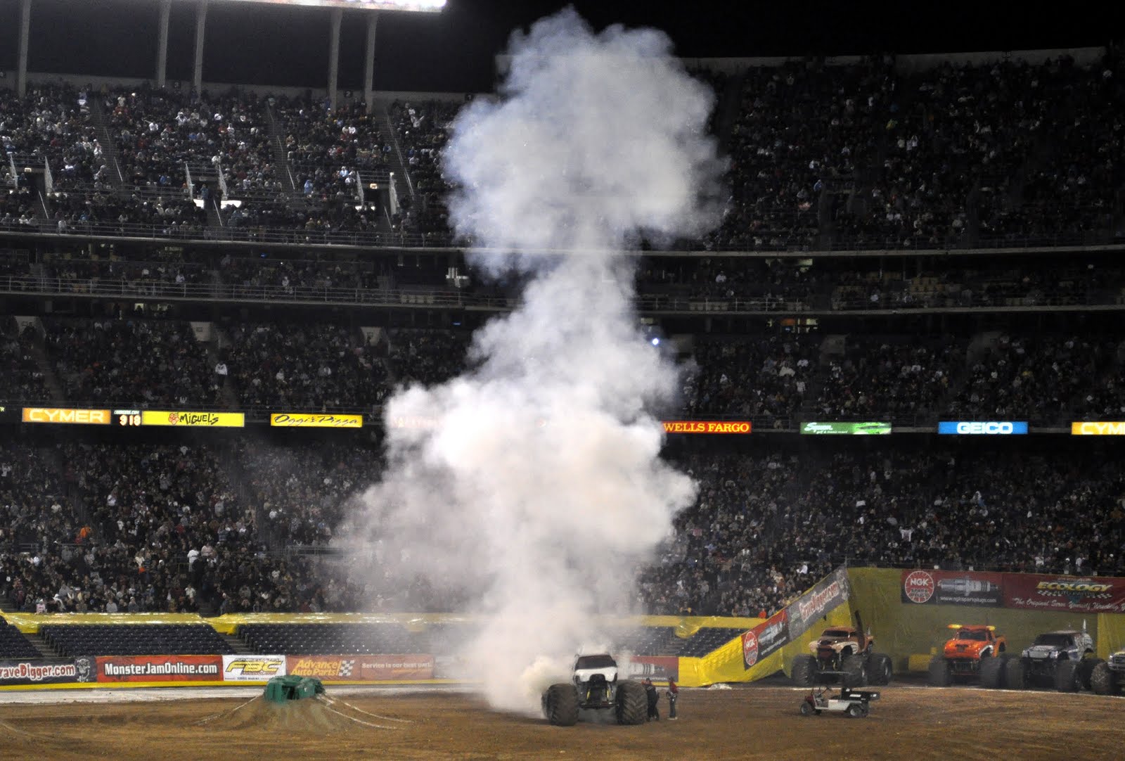 AUTOMOTIVE Only one monster truck caught on fire last night, it was