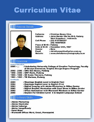 curriculum vitae bahasa inggris curriculum vitae bahasa inggris