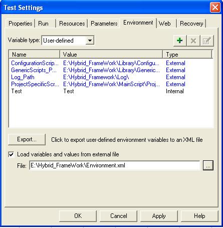 Quick Test Professional Tutorials: Environment Settings in QTP