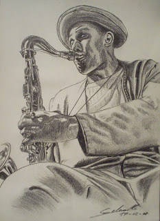 portrait de Dexter Gordon, réalisé à la mine de plomb, mine graphite