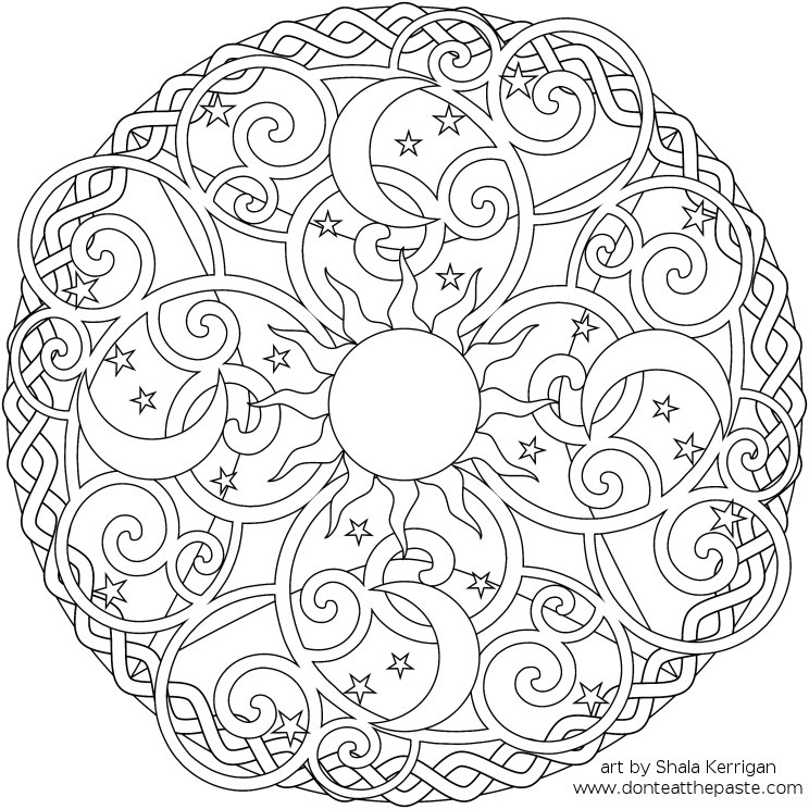 Don't Eat the Paste Celestial Mandala box, card and coloring page