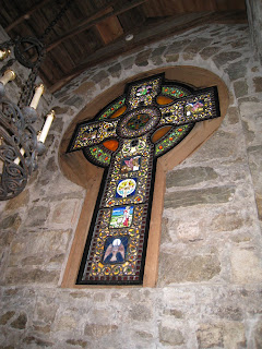 St. Hubert Chapel's Celtic Stained Glass Window Cross